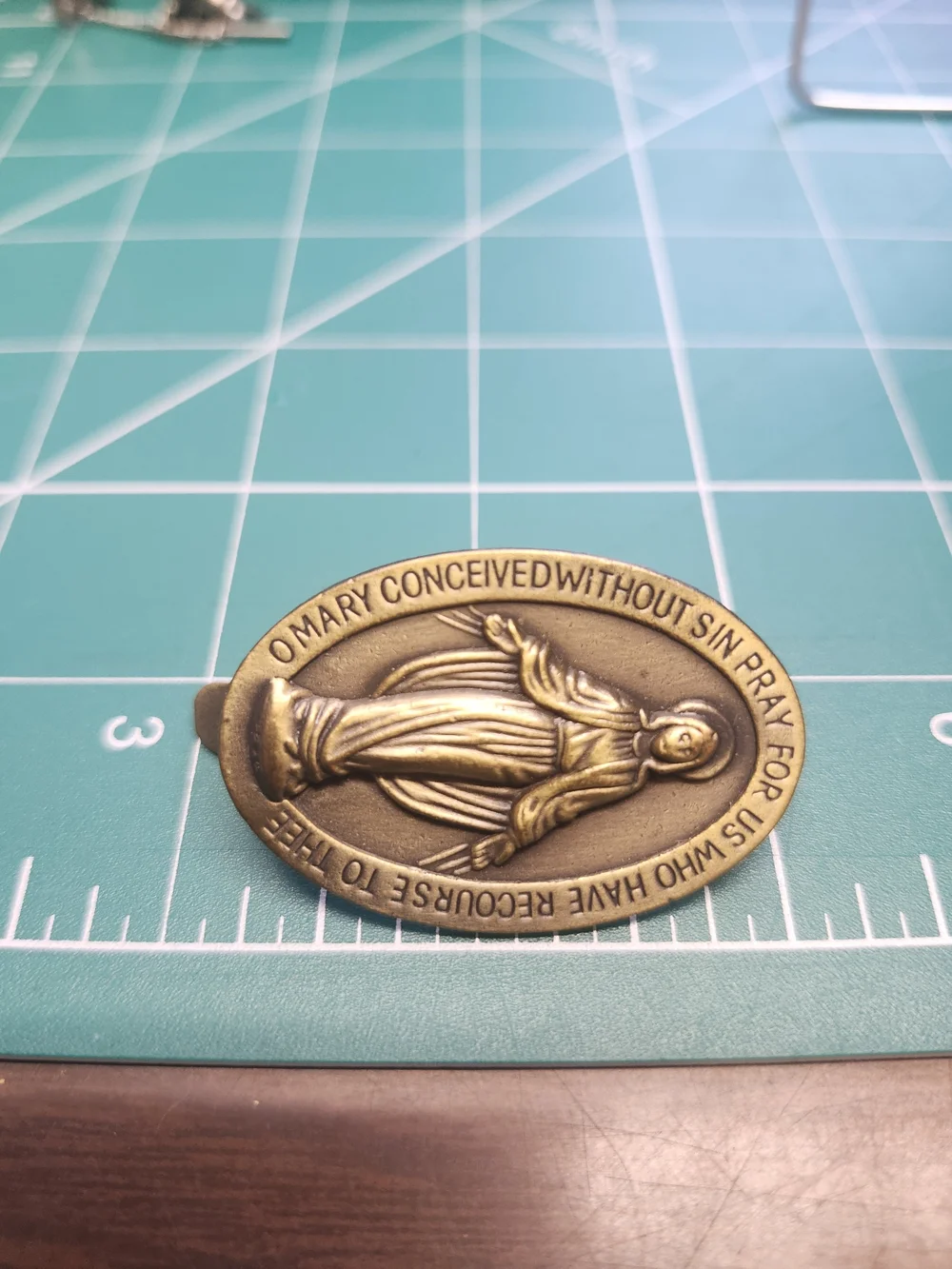 Classic Gold-Tone Virgin Mary Medal Pendant, Visor Clip, Money Clip